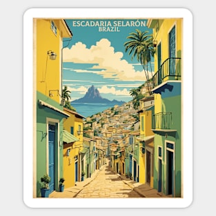 Escadaria Selaron Brazil Vintage Tourism Travel Poster Sticker